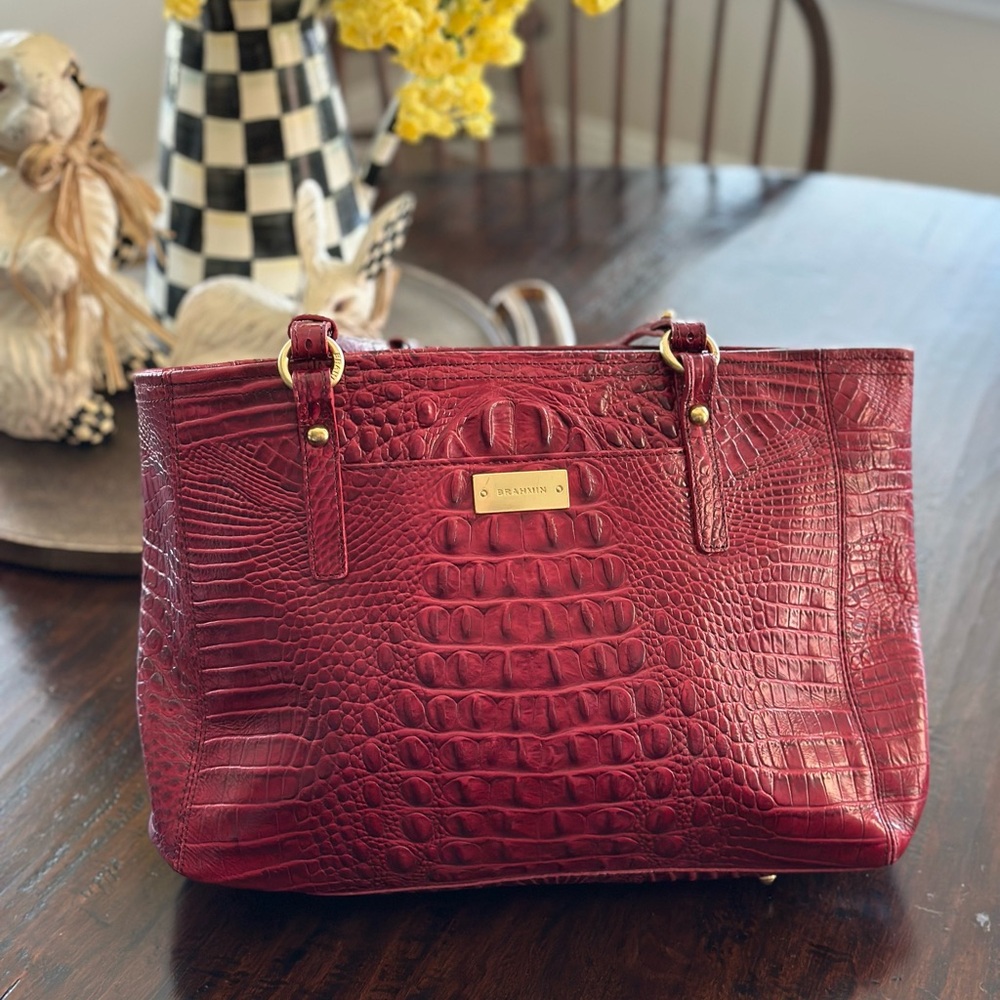 Brahmin Red Crocodile Embossed Women's Bag